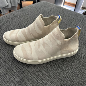 ROTHY'S Chelsea Boots Sand Camo Sz 10.5 High Top Sneakers Pull On Booties Beige
